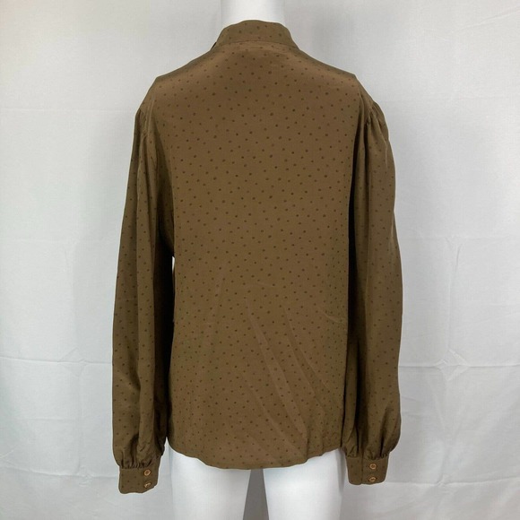 VTG‎ David Harkham Shirt Womens Sz 12 Brown Silk Vintage Hidden Button Blouse - Picture 3 of 8
